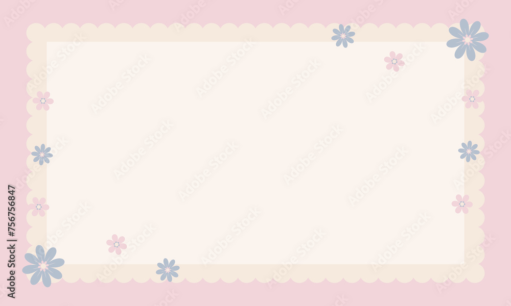 Cute kawaii abstract notepad with floral pastel background