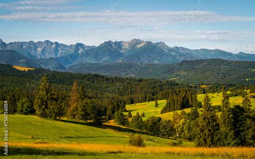 Fototapeta Naklejka Na Ścianę i Meble -  Tatra Mountains, Poland. Panorama of a mountain landscape. Late summer mountain view