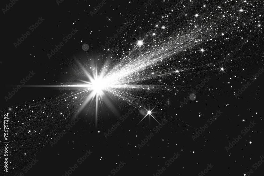 Fototapeta premium A striking black and white image of a star burst. Perfect for adding a touch of drama to your design projects