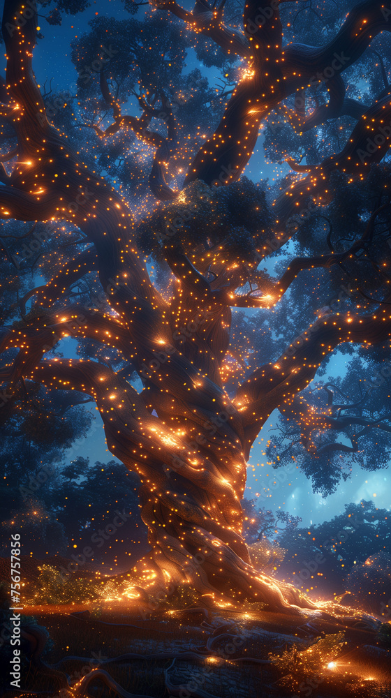 Fototapeta premium Sun rays in the forest. AI generated art illustration.