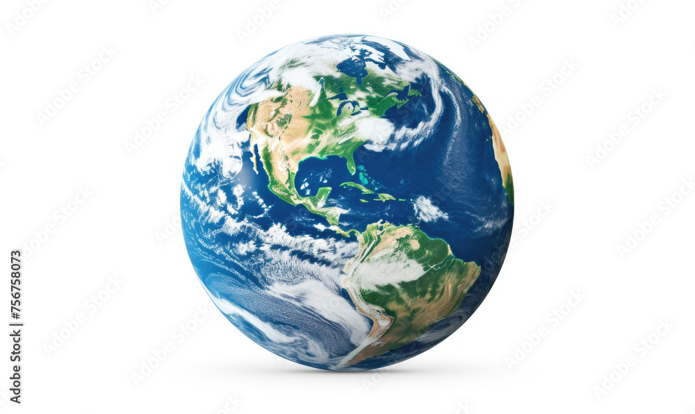 Earth Globe on a White Background, Ideal for Global Concepts, Travel Promotions, or Educational Materials