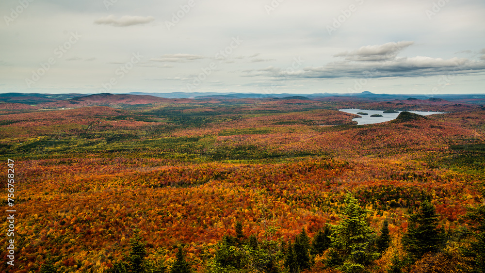 Mont Ham, Canada - September 25 2020: Panorama view from the Mont Ham in Quebec Canada