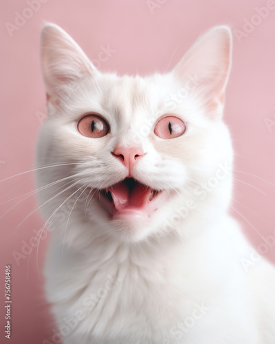 Millennial Pink Happy cat сreated with Generative Ai