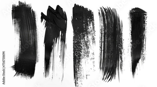 Abstract black paint strokes on a white background, suitable for various design projects