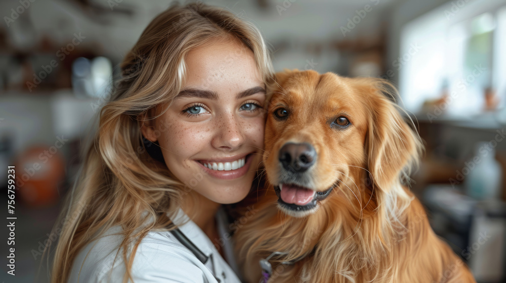 Veterinary girl an her dog