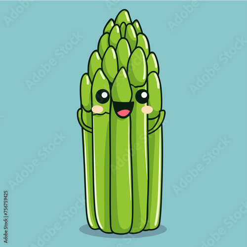Cute asparagus cartoon vector illustration. Vegetable character design.