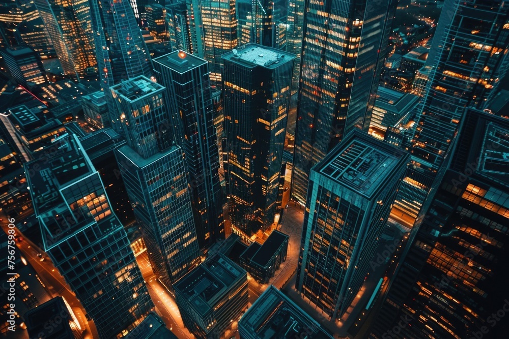 Aerial view of a city illuminated at night. Suitable for urban concepts Aerial view of a city illuminated at night. Suitable for urban concepts