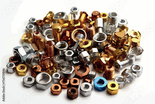 bolts and nuts on a white background