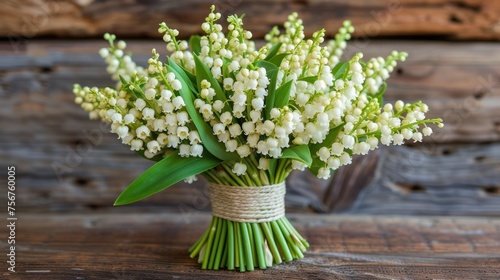 a bouquet of white flowers sitting on top of a wooden table in front of a wooden wall with planks. photo