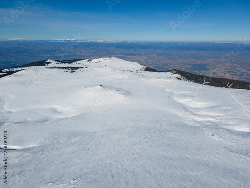 Aerial view of Vitosha Mountain near Cherni Vrah peak  Bulgaria