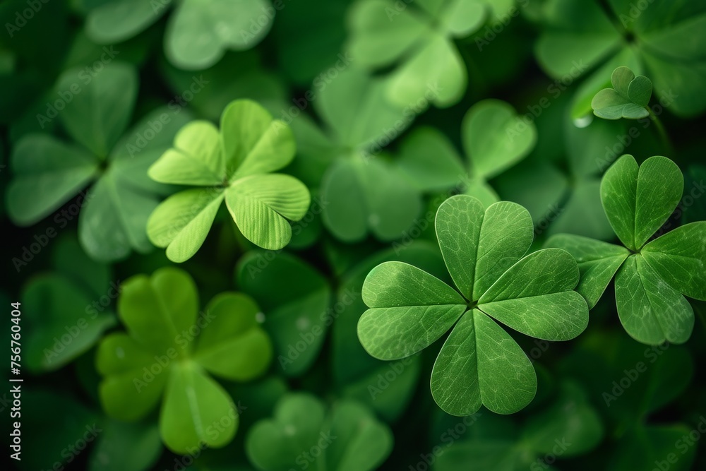 Four leaf clover on green clover meadow background Four leaf clover on green clover meadow background