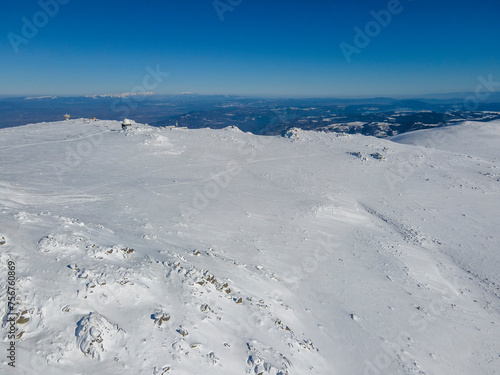 Aerial view of Vitosha Mountain near Cherni Vrah peak, Bulgaria photo