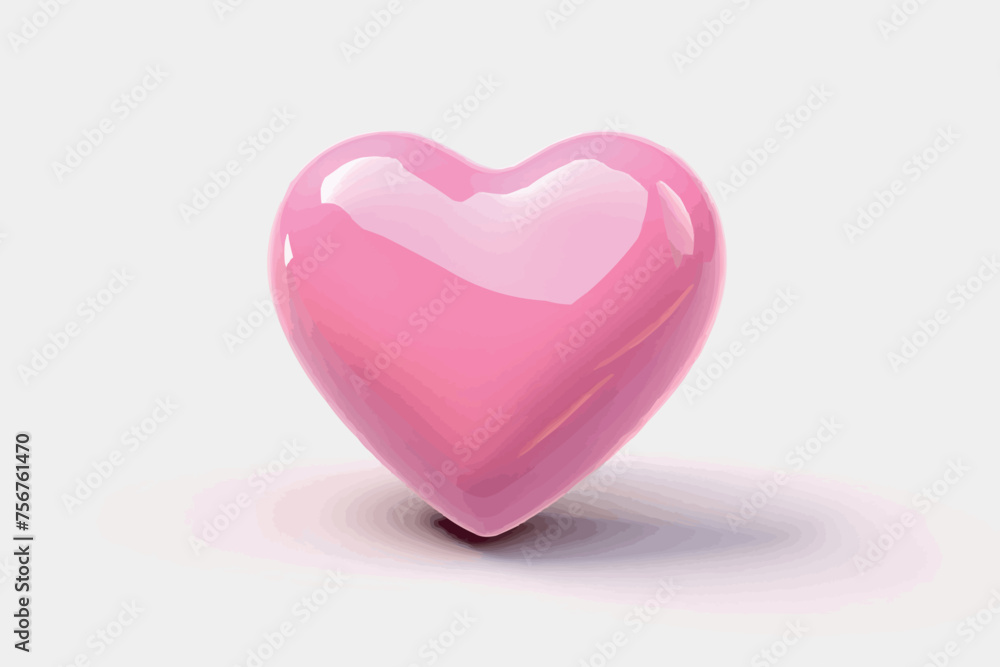 3d realistic pink heart. Valentines day card. Vector illustration