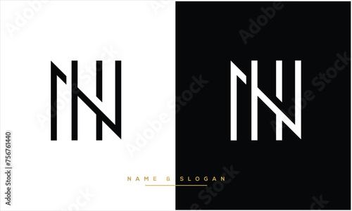 HN, NH, Abstract Letters Logo Monogram