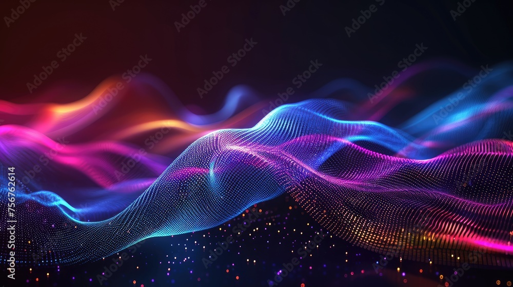 Futuristic abstract background with dynamic particles. 3D rendering