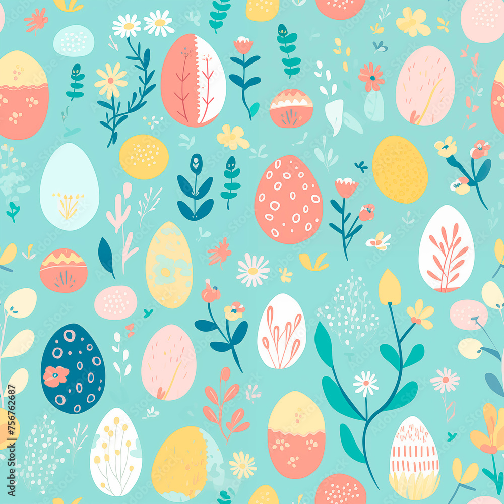 Easter Motifs: Seamless Spring Texture Easter Motifs: Seamless Spring Texture