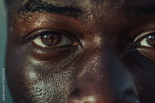 Detailed image of a person's face with dark complexion, suitable for diverse and inclusive themes