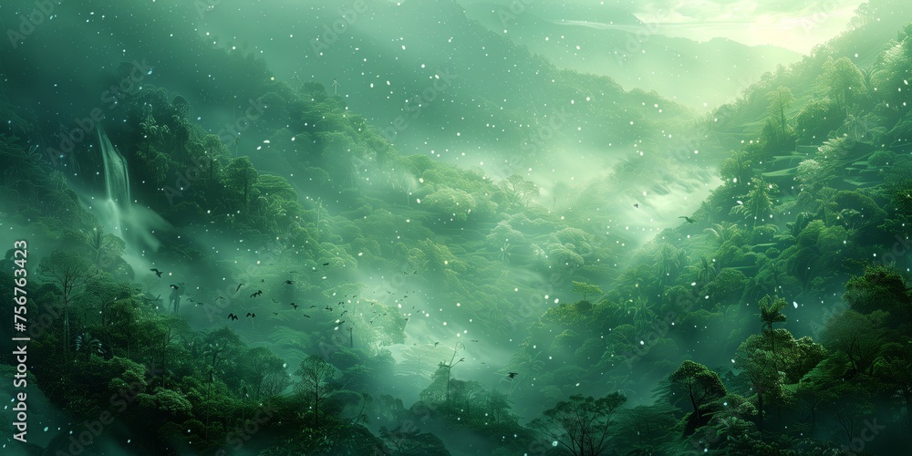 Mystical Forest: A Serene Landscape Bathed in Ethereal Glow