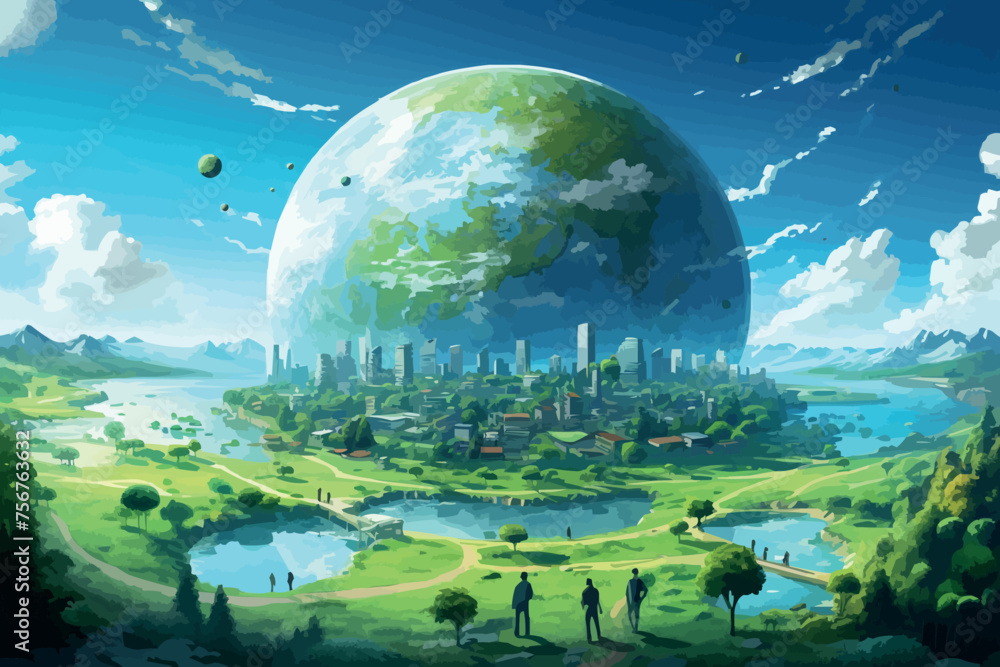 save the green planet concept with green Earth globe in space