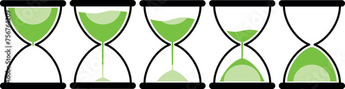 Set Hourglass icon progress time flat style Vector illustration isolated