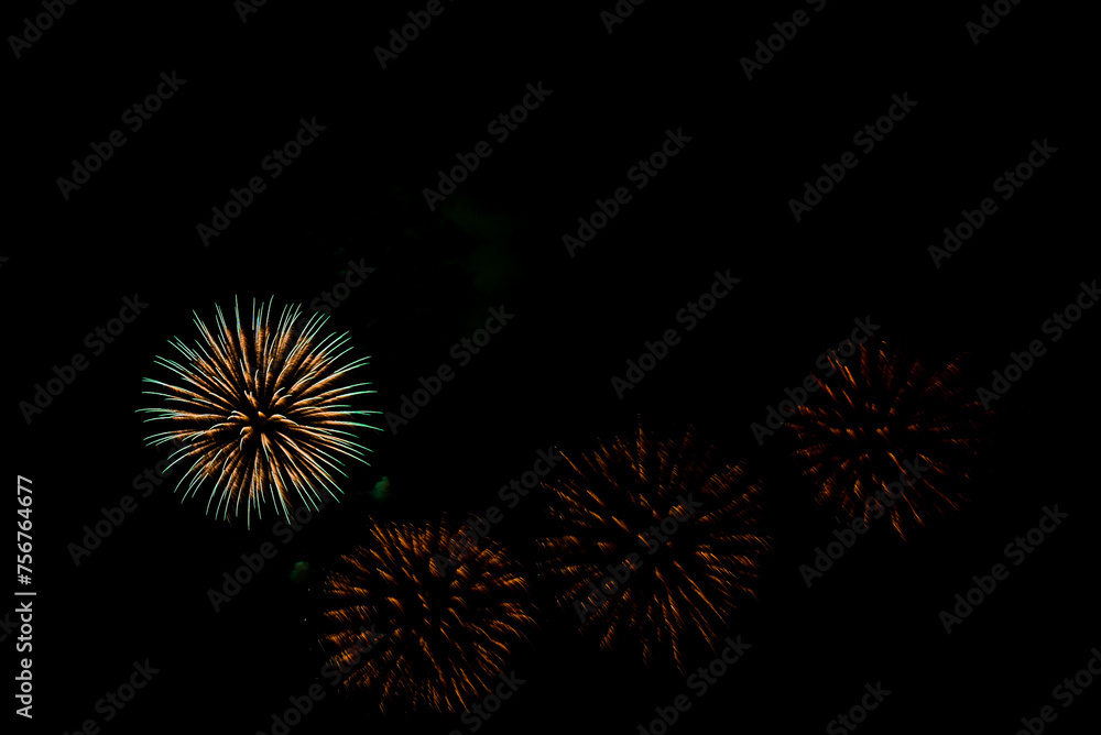 Montreal, Canada - June 29 2019: The firework show in La Ronde Montrealv Montreal, Canada - June 29 2019: The firework show in La Ronde Montrealv
