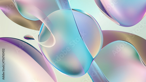 Abstract vector shapes in pastel colors, creating an elegant and premium logo for the Glowing Holographic Gradient. Trendy Website background. Music remix background banner.Copy paste area for texture