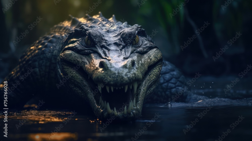 Obraz premium wild crocodile in bank river