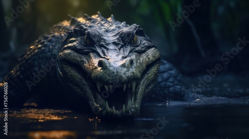 wild crocodile in bank river © kucret