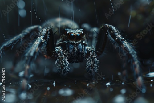 spider on the ground during a rain storm © StockUp