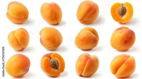 Collection of apricots isolated on white 