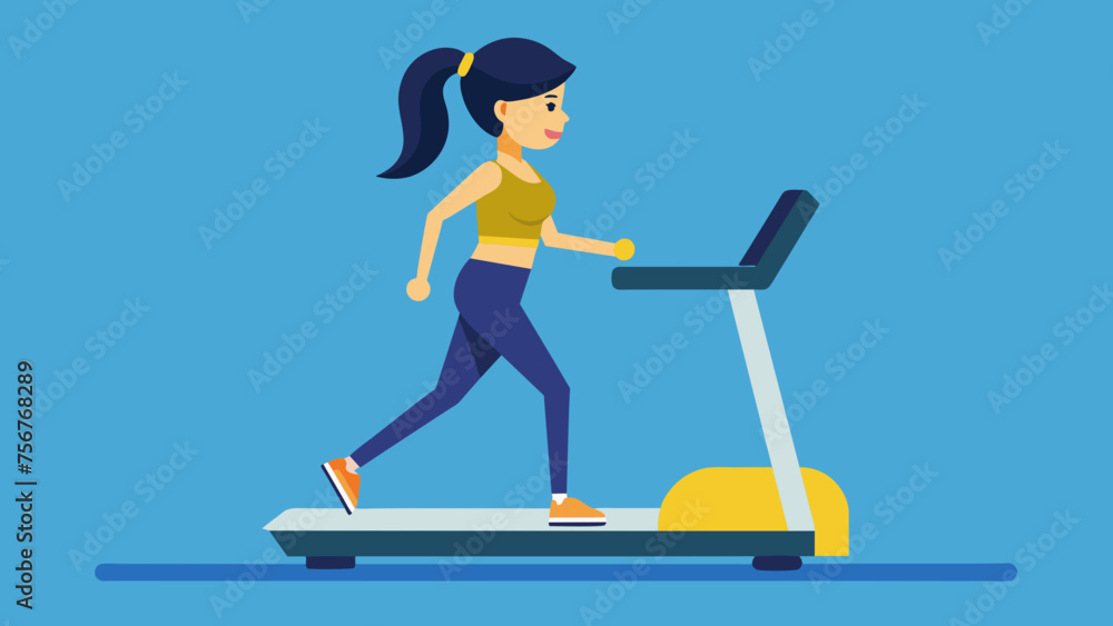 Vibrant Vector Art of Women on a Treadmill
