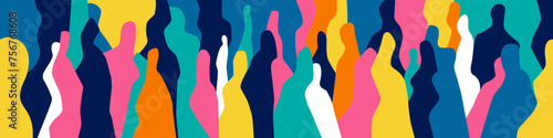 Group of modern people abstract vector illustration ,  social issues modern generation multicolored background
