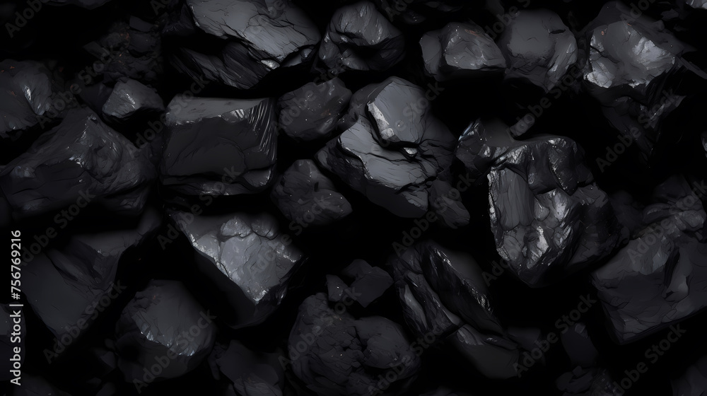 Close-up photo of crushed coal - obrazy, fototapety, plakaty 