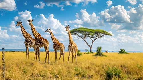 Giraffe collection (portrait, standing), animal bundle isolated on a white background 
