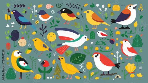 Flat Design Vector Illustration of Birds  Creative and Vibrant Avian Graphics for Various Purposes