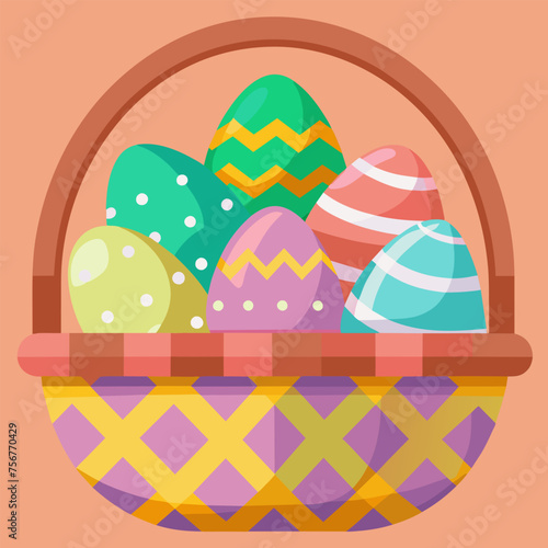 Vector illustration: Easter basket with eggs
