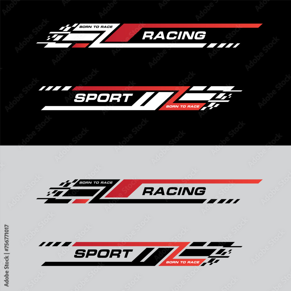Fototapeta premium Sport racing stripes car stickers. modification body speed and drift vinyl decal isolated set templates