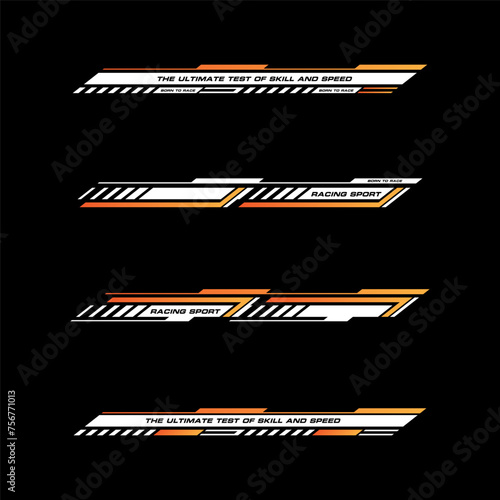 Sport racing stripes car stickers. modification body speed and drift vinyl decal isolated set templates