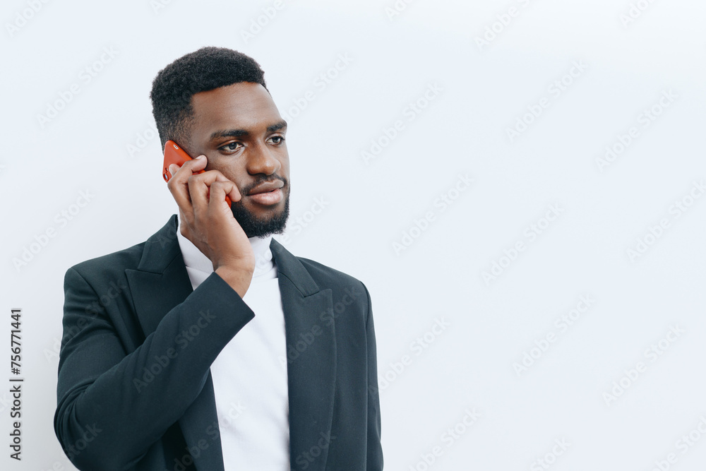 man smile technology african black businessman young mobile advertisement phone happy man smile technology african black businessman young mobile advertisement phone happy