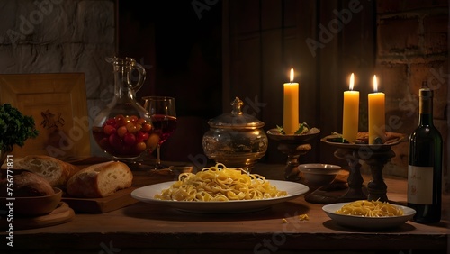 still life with bread and candle  ai generated