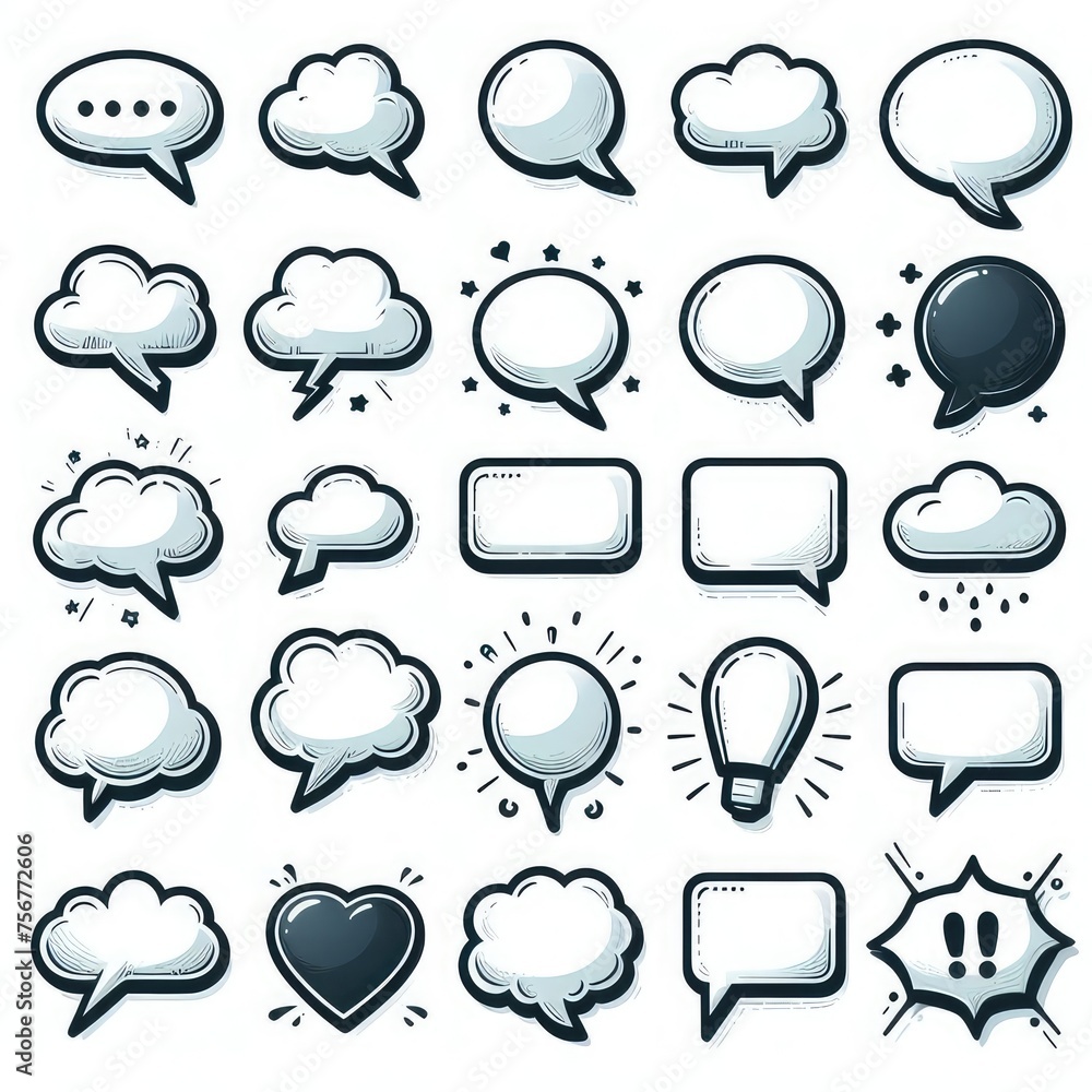 Empty speech bubble set isolated on a white background Empty speech bubble set isolated on a white background