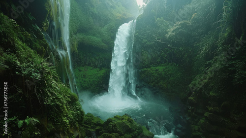 Breathtaking Waterfalls  Showcase the power and beauty of cascading waterfalls  whether nestled in lush forests  rugged mountains  or volcanic landscapes. Generative AI