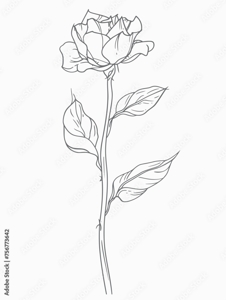 Single flower vector line art Single flower vector line art