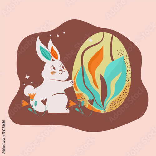 Easter holiday, Easter vector eggs and bunnies