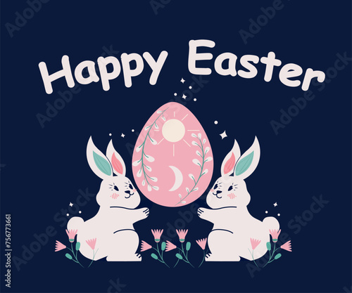 Easter holiday, Easter vector eggs and bunnies