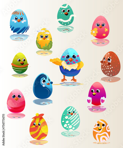 Easter holiday, Easter vector eggs and bunnies