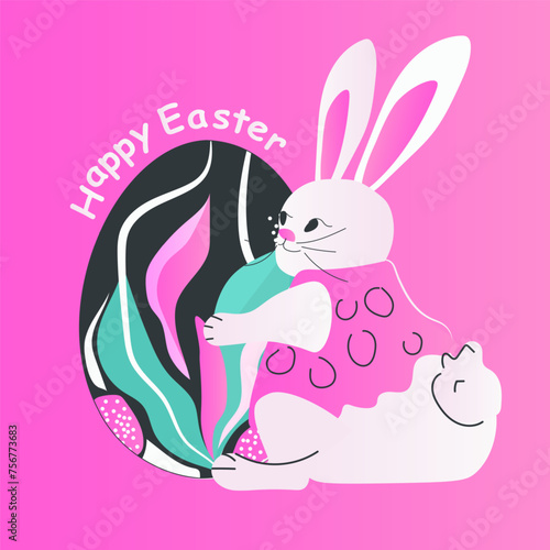 Easter holiday, Easter vector eggs and bunnies