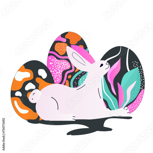 Easter holiday, Easter vector eggs and bunnies