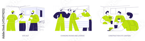 Construction site facilities abstract concept vector illustrations.