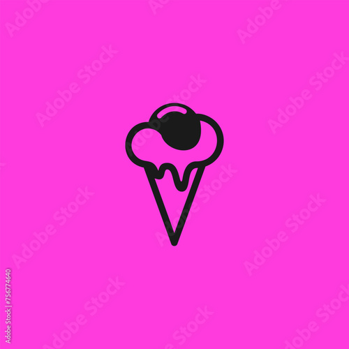 minimalist ice cream logo with outline lines